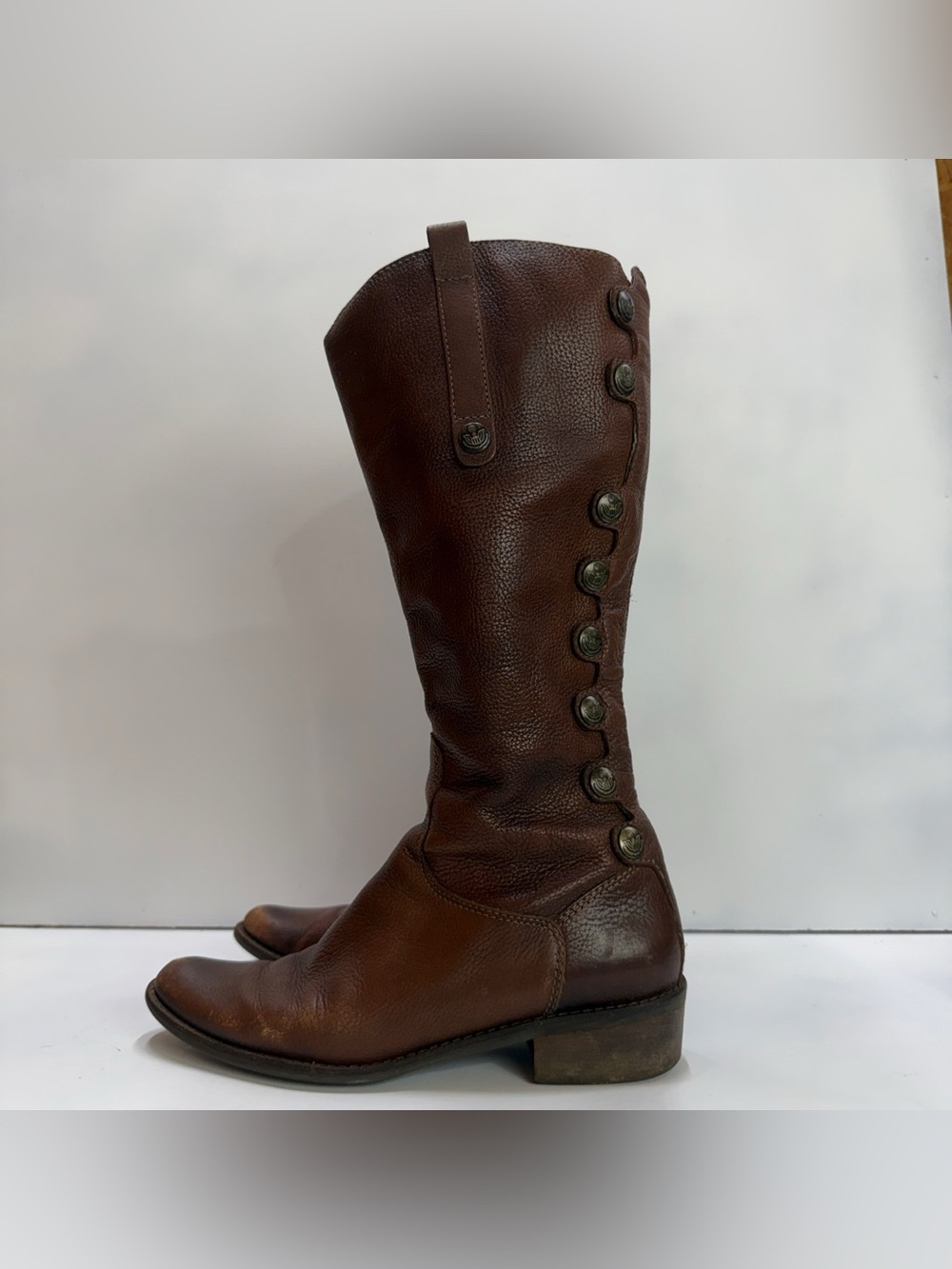 Matisse Women’s Brown Leather Sargent Riding Boots with Buttons
